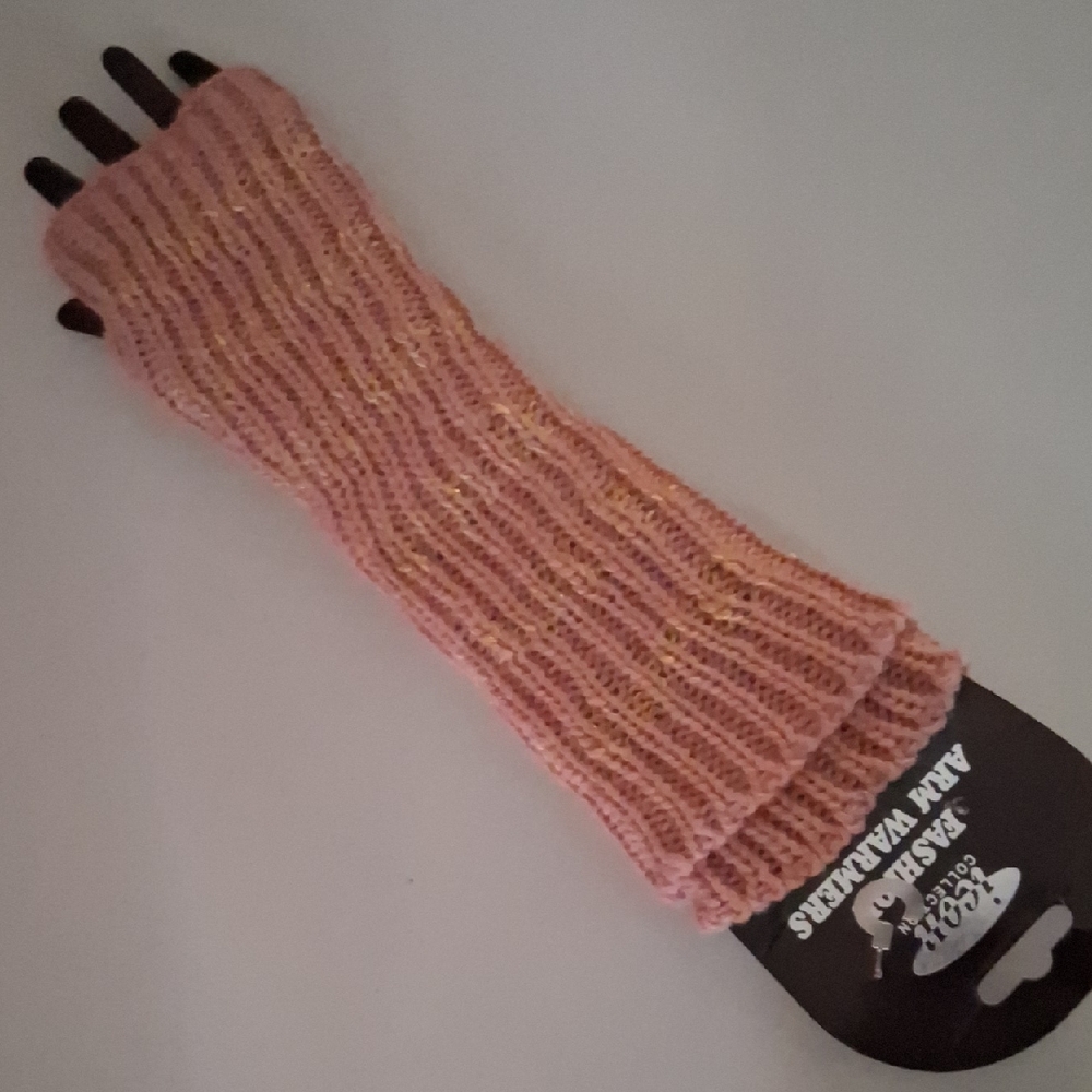 IC COLLECTION Pink Cozy Knit Fingerless Gloves
